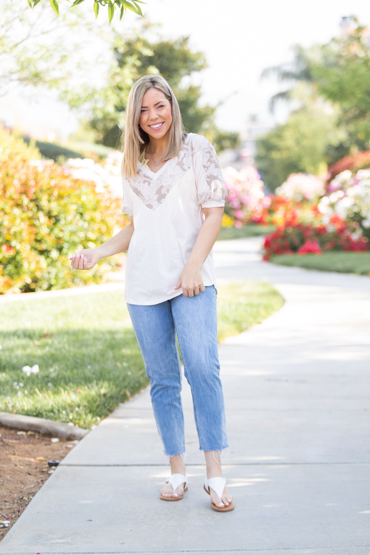 Paisley Latte Short Sleeve Top