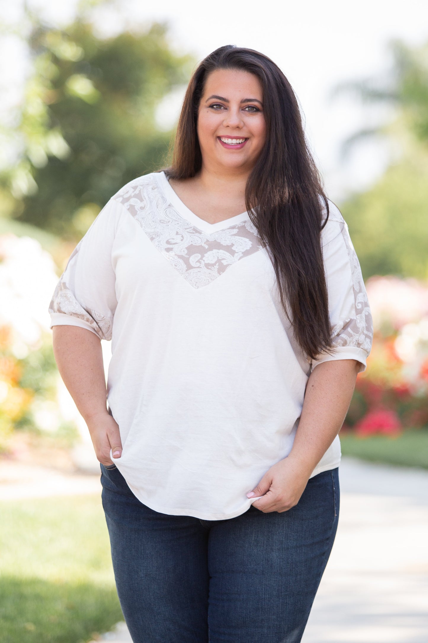 Paisley Latte Short Sleeve Top