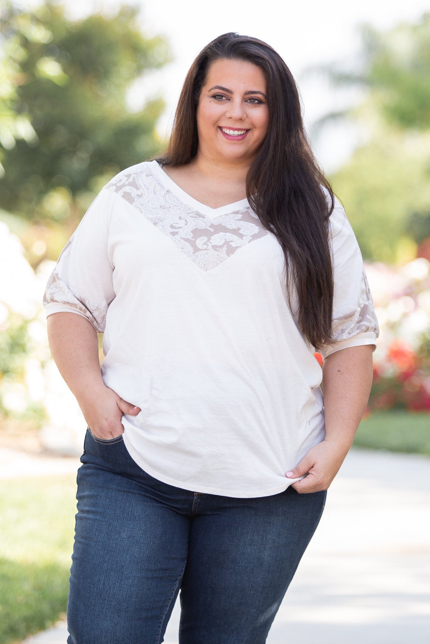 Paisley Latte Short Sleeve Top