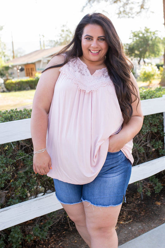 Boho Charm Sleeveless Top in Blush